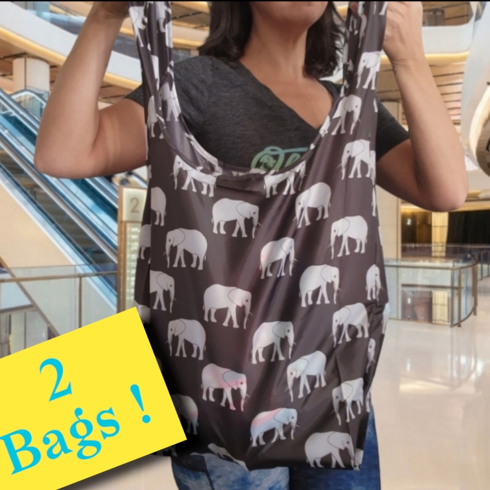 ❌❌DONATED❌❌ 2 REUSABLE 🌎 Earth-Saving Shopping Bags ELEPHANTS (2 bags)